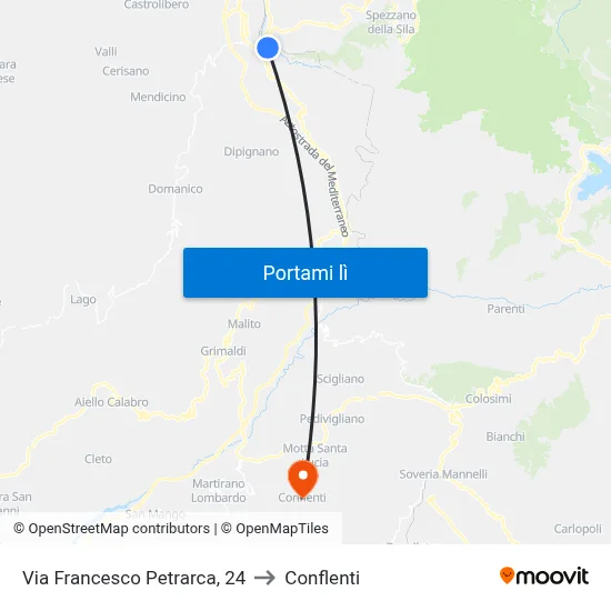 Via Francesco Petrarca, 24 to Conflenti map