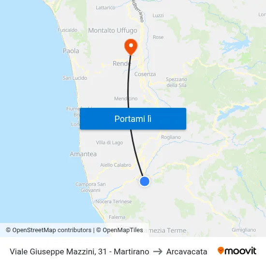 Viale Giuseppe Mazzini, 31 - Martirano to Arcavacata map
