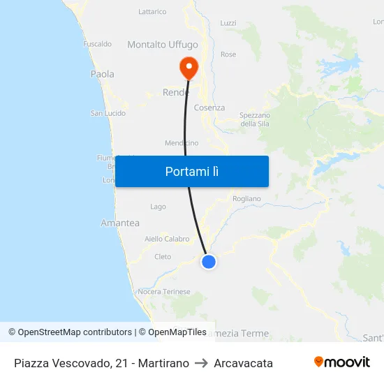 Piazza Vescovado, 21 - Martirano to Arcavacata map