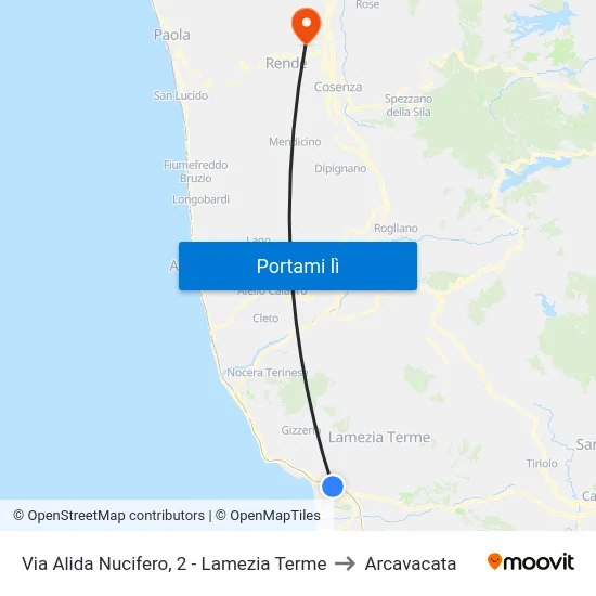 Via Alida Nucifero, 2 - Lamezia Terme to Arcavacata map