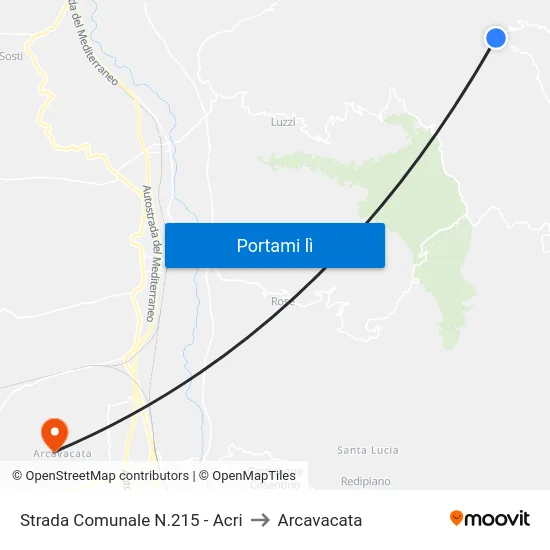 Strada Comunale N.215 - Acri to Arcavacata map