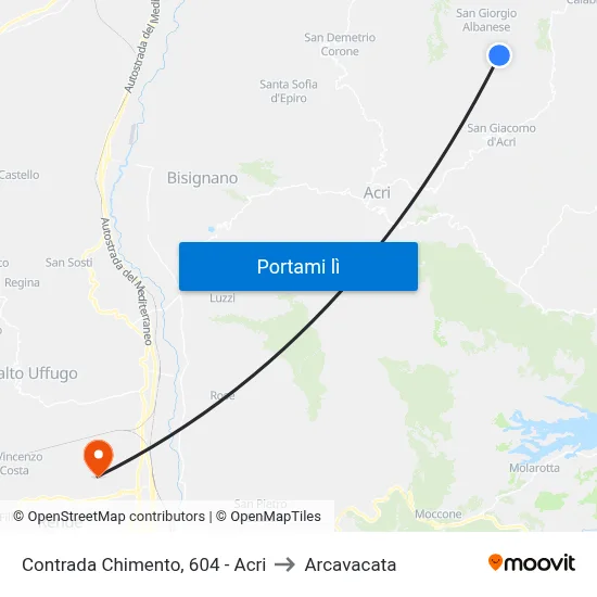 Contrada Chimento, 604 - Acri to Arcavacata map