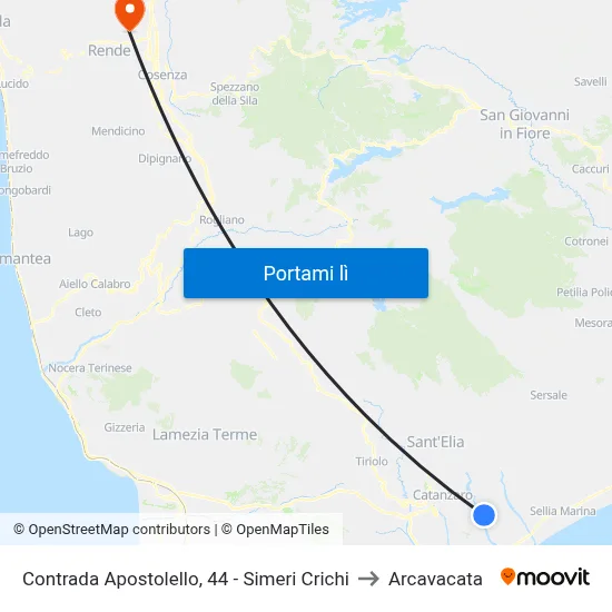 Contrada Apostolello, 44 - Simeri Crichi to Arcavacata map