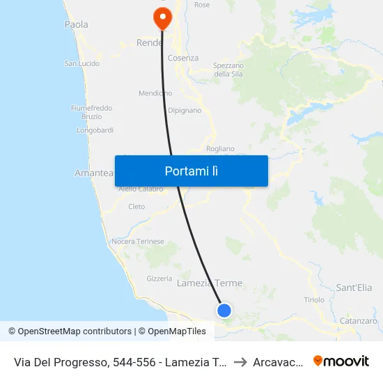 Via Del Progresso, 544-556 - Lamezia Terme to Arcavacata map