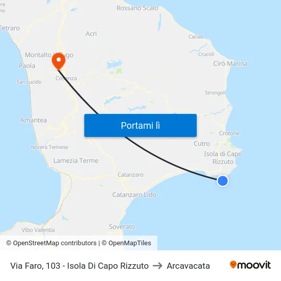 Via Faro, 103 - Isola Di Capo Rizzuto to Arcavacata map