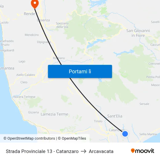 Strada Provinciale 13 - Catanzaro to Arcavacata map