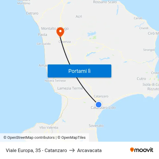 Viale Europa, 35 - Catanzaro to Arcavacata map