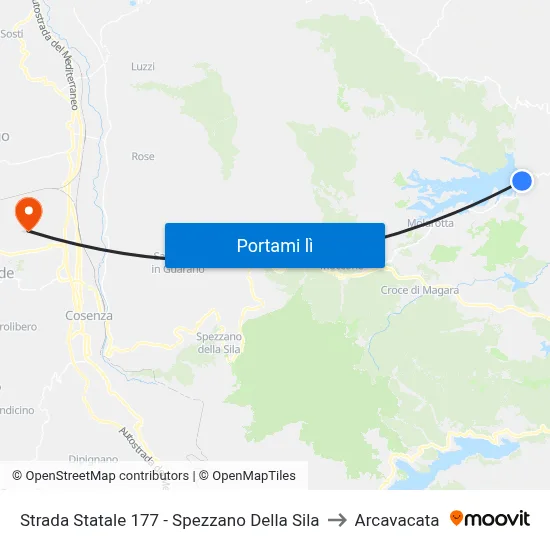 Strada Statale 177 - Spezzano Della Sila to Arcavacata map