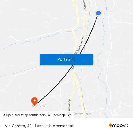 Via Coretta, 40 - Luzzi to Arcavacata map