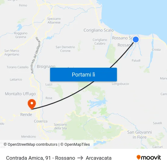 Contrada Amica, 91 - Rossano to Arcavacata map