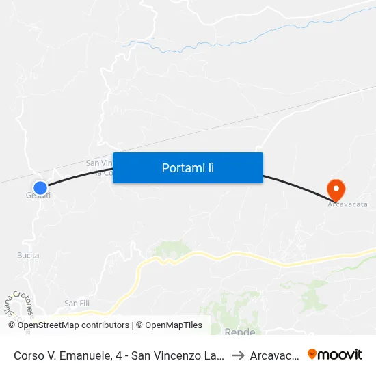 Corso V. Emanuele, 4 - San Vincenzo La Costa to Arcavacata map