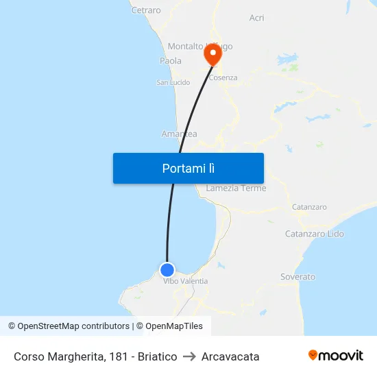 Corso Margherita, 181 - Briatico to Arcavacata map