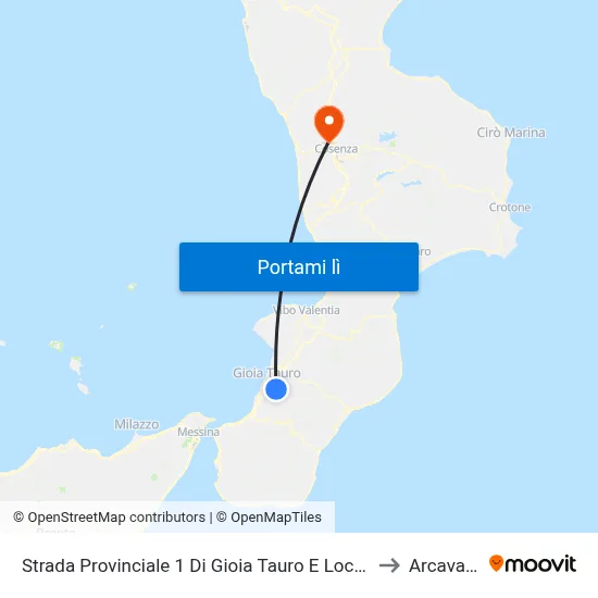 Strada Provinciale 1 Di Gioia Tauro E Locri, 8 - Rizziconi to Arcavacata map