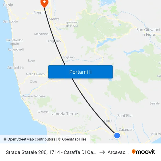Strada Statale 280, 1714 - Caraffa Di Catanzaro to Arcavacata map