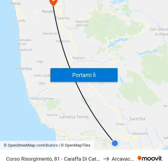 Corso Risorgimento, 81 - Caraffa Di Catanzaro to Arcavacata map