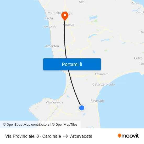Via Provinciale, 8 - Cardinale to Arcavacata map