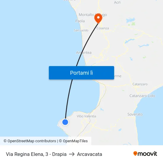 Via Regina Elena, 3 - Drapia to Arcavacata map