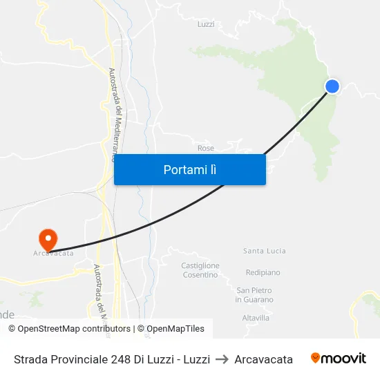 Strada Provinciale 248 Di Luzzi - Luzzi to Arcavacata map