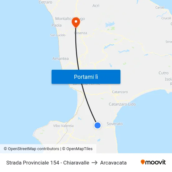 Strada Provinciale 154 - Chiaravalle to Arcavacata map