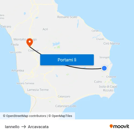 Iannello to Arcavacata map