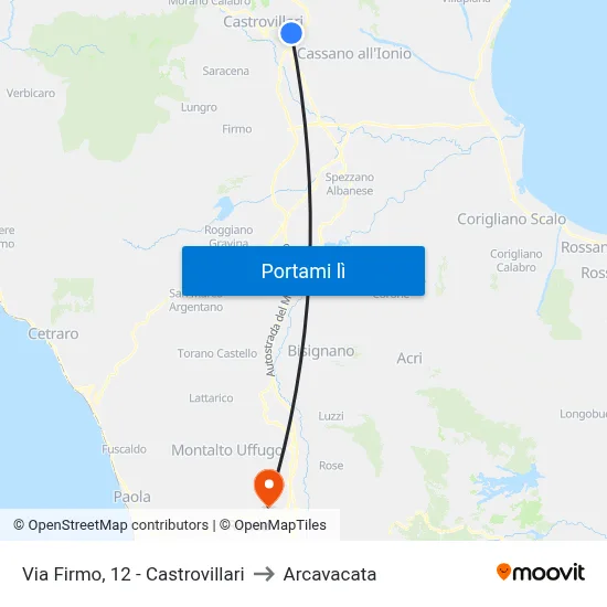 Via Firmo, 12 - Castrovillari to Arcavacata map