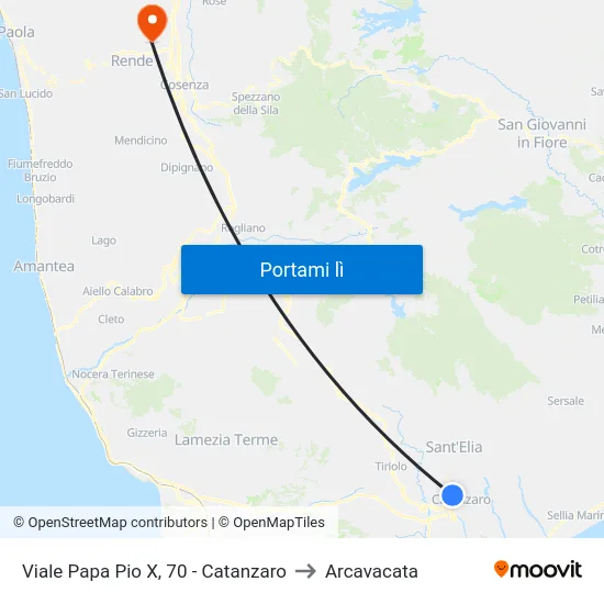 Viale Papa Pio X, 70 - Catanzaro to Arcavacata map