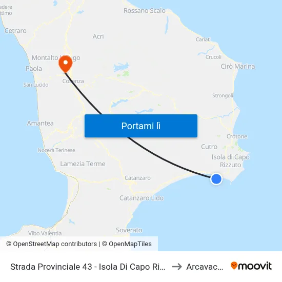Strada Provinciale 43 - Isola Di Capo Rizzuto to Arcavacata map