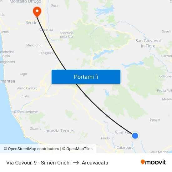 Via Cavour, 9 - Simeri Crichi to Arcavacata map