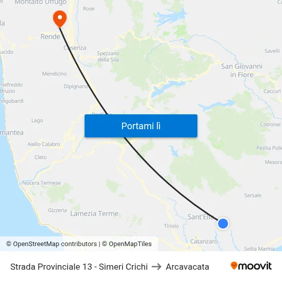 Strada Provinciale 13 - Simeri Crichi to Arcavacata map