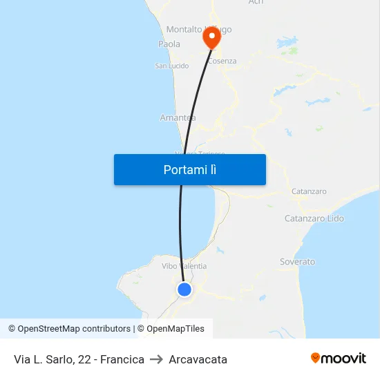 Via L. Sarlo, 22 - Francica to Arcavacata map