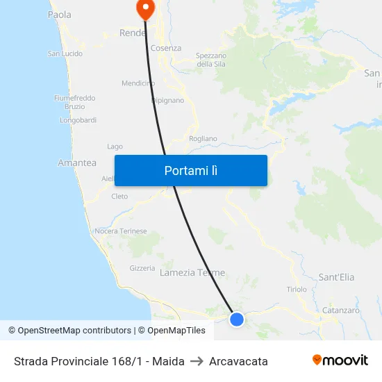 Strada Provinciale 168/1 - Maida to Arcavacata map