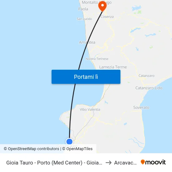 Gioia Tauro - Porto (Med Center) - Gioia Tauro to Arcavacata map
