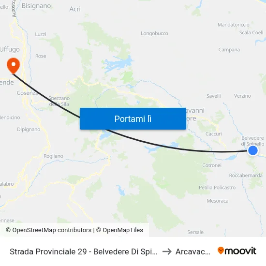 Strada Provinciale 29 - Belvedere Di Spinello to Arcavacata map