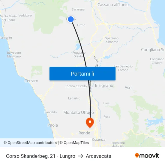 Corso Skanderbeg, 21 - Lungro to Arcavacata map