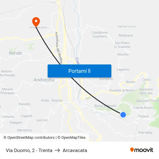 Via Duomo, 2 - Trenta to Arcavacata map