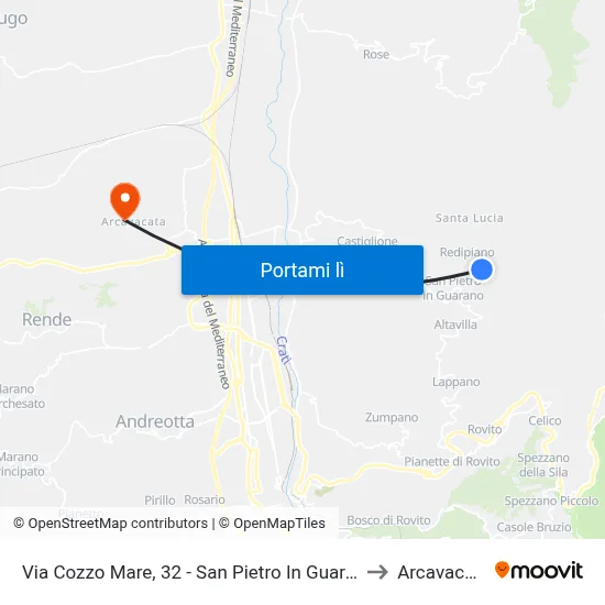 Via Cozzo Mare, 32 - San Pietro In Guarano to Arcavacata map
