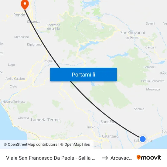 Viale San Francesco Da Paola - Sellia Marina to Arcavacata map