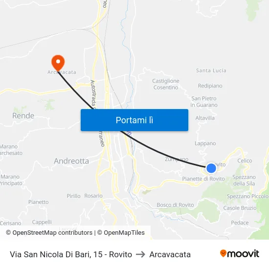 Via San Nicola Di Bari, 15 - Rovito to Arcavacata map