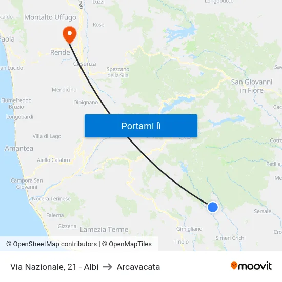 Via Nazionale, 21 - Albi to Arcavacata map