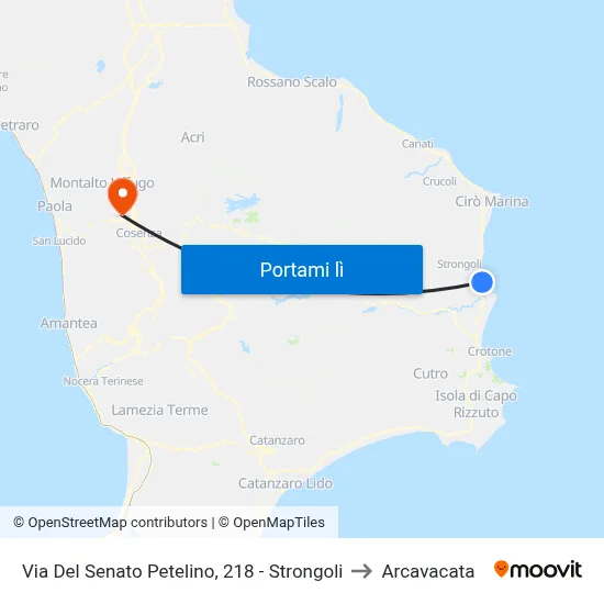 Via Del Senato Petelino, 218 - Strongoli to Arcavacata map