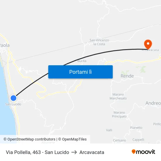 Via Pollella, 463 - San Lucido to Arcavacata map