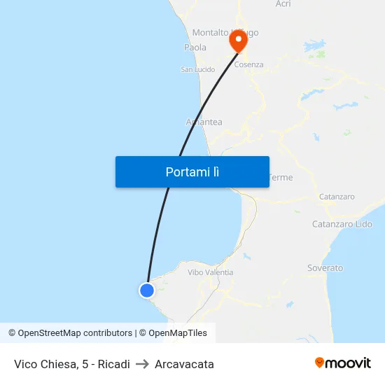 Vico Chiesa, 5 - Ricadi to Arcavacata map