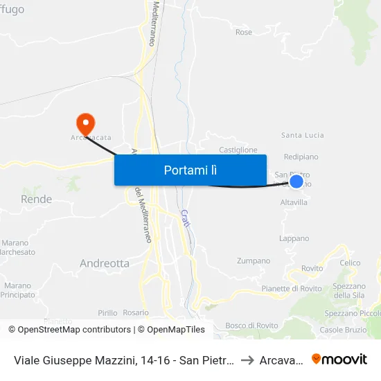 Viale Giuseppe Mazzini, 14-16 - San Pietro In Guarano to Arcavacata map