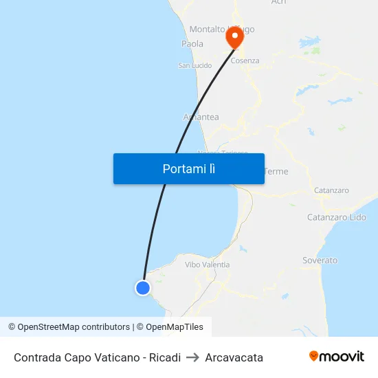 Contrada Capo Vaticano - Ricadi to Arcavacata map
