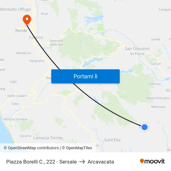 Piazza Borelli C., 222 - Sersale to Arcavacata map