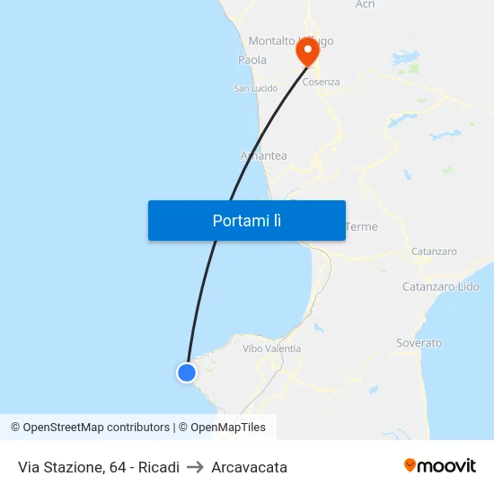 Via Stazione, 64 - Ricadi to Arcavacata map