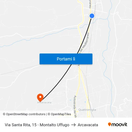 Via Santa Rita, 15 - Montalto Uffugo to Arcavacata map