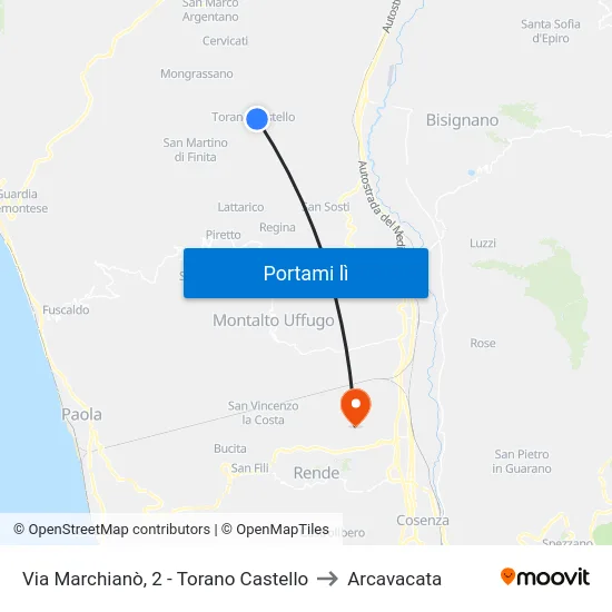 Via Marchianò, 2 - Torano Castello to Arcavacata map
