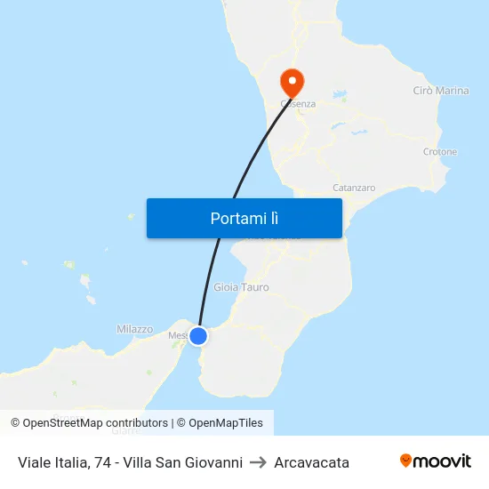 Viale Italia, 74 - Villa San Giovanni to Arcavacata map