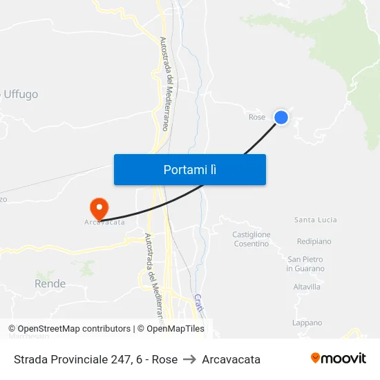 Strada Provinciale 247, 6 - Rose to Arcavacata map